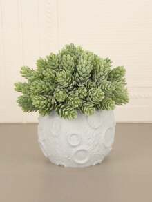 1PC Standard Size Creative Moon Surface Crater Pattern Succulent Planter Flower Pot With Built In Drainage Hole Non Slip Bottom Lightweight Easy Clean For Home Living Room Office Desk Tabletop Indoor Green Plant Display Vase Modern Minimalist Decor - A - View 9