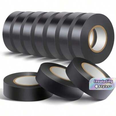 5/10/20/50 Rolls 18mm X 5m Black Electrical Tape, High Temperature Resistant Plastic Insulation Tape, Suitable For Stores
