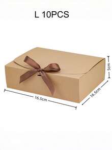 10PCS Brown Gift Box With Lid & Ribbon, Bridesmaid Proposal Box, Gift Packaging For Wedding, Birthday, Baby Shower, Valentine's Day, Graduation, DIY Craft, Cosmetic Storage, Party Decor Box - Brown - View 10