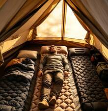 Portable Sleeping Mat, Outdoor Camping Air Mattress With Pillow, Ultra-Light Folding Air Mattress For Outdoor Hiking - Multicolor - View 6