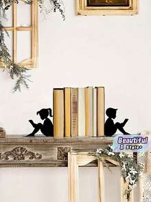 2PCS Metal Bookends Sturdy Nonslip Durable Decorative Bookshelf Supports Home Office Organizers Modern Study Art Decor Shelf Stands Non Scratch Base Gift For Readers Book Lovers Students Teachers Christmas Housewarming Trending - A - View 1