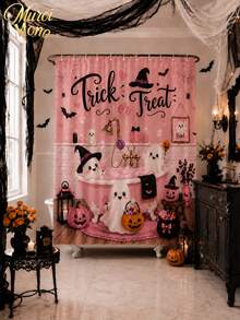 180cm* 180cm 1/3/4 Pcs Halloween Ghost Bathing Bathroom Set, Includes 12 Hooks, 2D Flat Shower Curtain, Non-Slip Mat And Toilet Cover. It Is A Beautiful And Practical Home Decoration Gift Suitable For Use During The Autumn Halloween Season. - Halloween - View 2