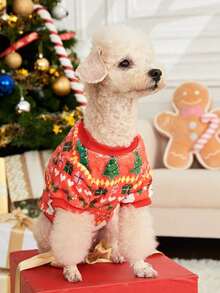PETSIN 1 Pc Pet Christmas Without Hat Christmas Tree Santa Claus Flannel Pet Clothing - Multicolor - View 8