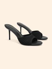 CUCCOO BASICS Women Shoes Multi-Color Knitted Hollow Square Toe Fine High Heel Sandals Simple Commuting Style Spring And Summer Models Are Suitable For Daily Commuting - Black - View 1