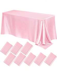 1PC 2PCS 8PCS 102x58Inch Satin Tablecloth - Silk Smooth Rectangular Party Table Cover For Wedding Banquet Dinner Festive Decoration Multicolor - Multicolor - View 17
