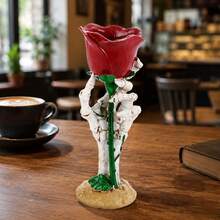 Skeleton Hand Holding A Rose Candle Holder, Decor Piece For Home And Living Room, Dark Style, Romantic Atmosphere Decoration - A - View 6
