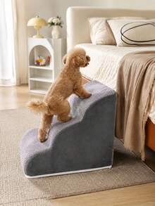 1pc Pet Stairs For Small Dogs & Cats, Non-Slip Foam Steps For Bed Sofa With Removable Washable Cover, Sturdy Climbing Ladder For Puppy Kittens, Senior Pet Home Essential - Multicolor - View 7