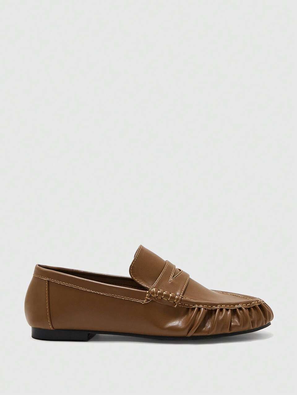 CUCCOO BIZCHIC Spring And Autumn Retro Pleated Toe Cap Penny Loafers Flat British Commuter Shoes