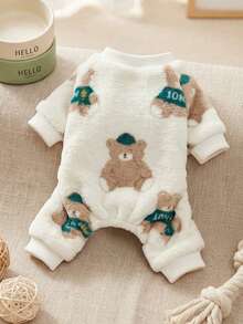 PETSIN 1pc Pet Cat Dog Universal Fleece Warm Jumpsuit Bear Print - Multicolor - View 4