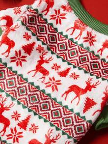 PETSIN 1 Pet Christmas Cat Dog Universal Red And Green Elk Snowflake Geometric Fer Island Pattern Print Plush Warm And Comfortable Dog Christmas - Multicolor - View 7
