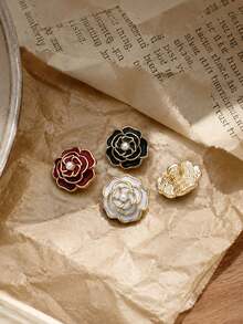 Pack 10 Pcs Irregular Dual‑Material Resin Metal Buttons Fashion Decorative Fasteners For Coats Windbreakers Outerwear Suits Versatile Flower Sweaters Hand‑Sewn Clothing Sewing Accessories - 10pcs - View 8