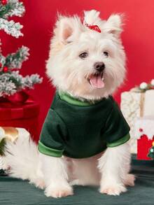 PETSIN 1 Pc Pet Christmas Cat Dog Universal Cute Santa Claus Elk Pattern Printed Green Warm And Comfortable Dog Christmas - Multicolor - View 6
