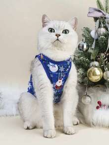 PETSIN 1pc Pet Christmas Santa Snowflake Blue Vest - Multicolor - View 7