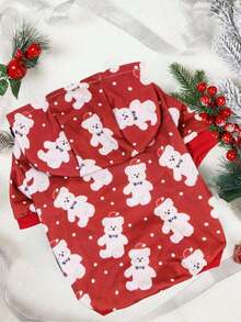 PETSIN 1pc Christmas Rabbit Hooded Sweatshirt For Pet, Red - Multicolor - View 5