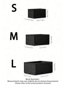 1/3 Pieces Storage Baskets, Entrance Table Organizing Box For Snacks And Cosmetics, Vintage Fabric Storage Baskets For Home - Black - View 3