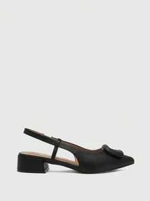 CUCCOO BIZCHIC Casual Simple Solid Color Empty Pointed Women's Flat Shoes - Classic Black - View 2