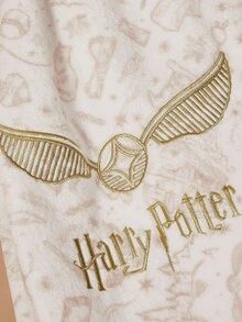 HARRY POTTER X SHEIN 金色飞贼全印花镂空沙滩巾，采用柔软超细纤维材质，礼品之选，适用于家居浴室夏季及返校季。 - 米色 - 查看 8