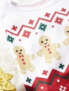 PETSIN 1pc Pet Christmas Red Gingerbread Cute Geometric Fairisle Pattern Print Dog Vest - Multicolor - View 12