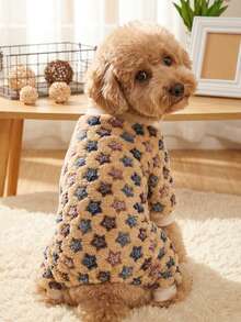 PETSIN 1pc Colored Star Flannel Pet Jumpsuit, Yellow Thick Warm Pet Clothing - Multicolor - View 4
