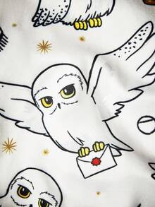HARRY POTTER X SHEIN Jumpsuit Hewan Peliharaan Motif Beruang Hati Empat Musim, Desain Berkerudung dengan Manset Bergaris, Tersedia dalam Ukuran XXS-XXXXXL, Cocok untuk Kucing dan Anjing untuk Penggunaan di Dalam dan Luar Ruangan - Putih - View 3