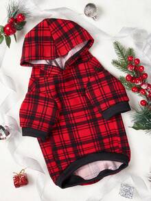 PETSIN 1 buah Sweatshirt Hewan Peliharaan Motif Kotak-kotak Merah & Hitam, Natal - MultiWarna - View 14