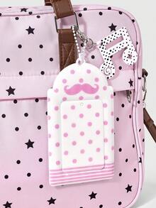 ROMWE Anime Cute Pink Star Polka Dot Pain Bag Shoulder Bag, Transparent Window Note Pendant Handbag, Lucky Four-Leaf Clover College Style Girl Large-Capacity Tote - Pink - View 2