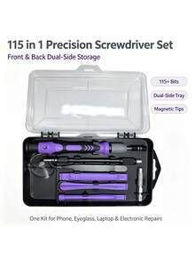 Set Obeng 115 Buah, Set Alat Multifungsi Terpadu, Cocok untuk Produk Elektronik, Ponsel, Komputer, Kacamata, Jam Tangan, Kamera Bel Pintu, Perawatan Peralatan Rumah Tangga - obeng - View 1