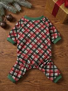 PETSIN 1pc Christmas Style Pet Fleece Pet Jumpsuit, Soft, Comfortable, Warm, And Anti Shedding Pet Clothing - Multicolor - View 3