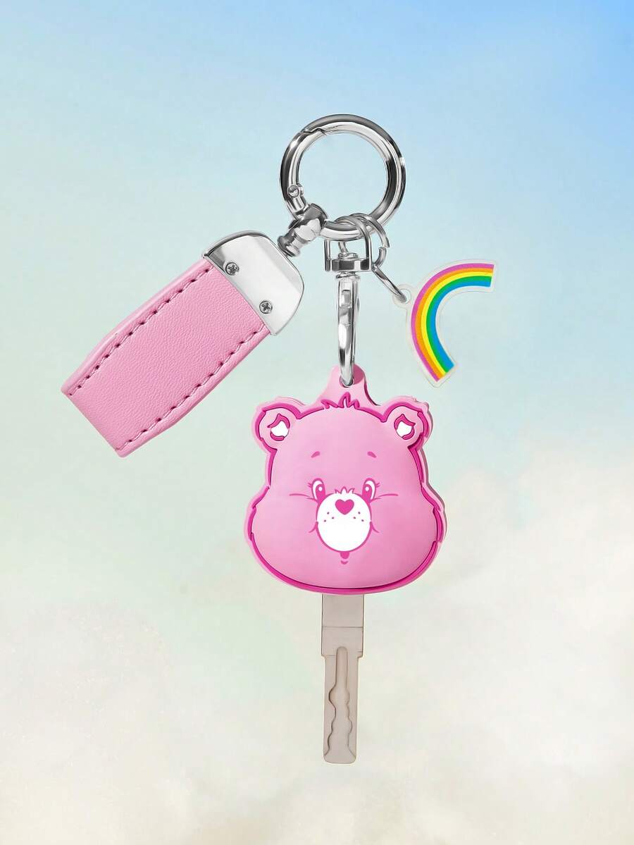 SHEIN X Care Bears Love Bear PVC Key Cover - Pink - View 1