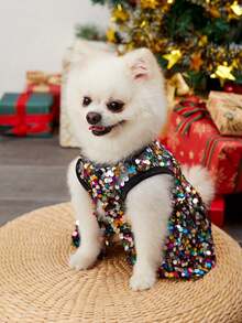 PETSIN Christmas Sequined Princess Dress For Pets, Sparkly Outfit For Parties - Purple - View 7