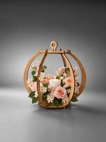 1件裝木製鏤空球形燈籠框架 DIY 組裝蠟燭台 花卉器皿 桌上裝飾品 北歐極簡風聖誕襪填充物 節日禮物必備 - 原木色 - 查看 8