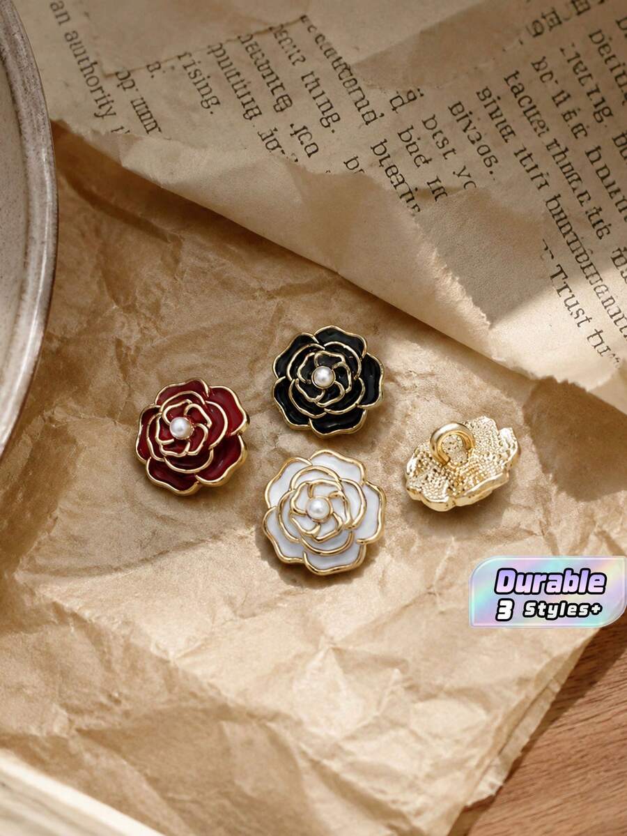 Pack 10 Pcs Irregular Dual‑Material Resin Metal Buttons Fashion Decorative Fasteners For Coats Windbreakers Outerwear Suits Versatile Flower Sweaters Hand‑Sewn Clothing Sewing Accessories - 10pcs - View 1