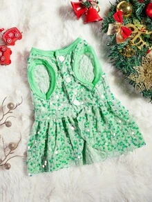 PETSIN Christmas Sequin Princess Dress Suitable For Cats & Dogs, Party Sparkly Skirt - Mint Green - View 6