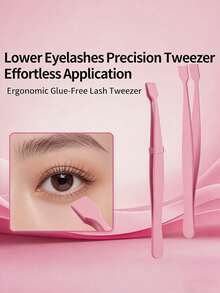 1/3 Pcs Professional Eyelash Extension Tweezers, Suitable For Beginners With Flat Head Design, Stainless Steel Material, Easier To Use Than Traditional Tweezers, Flat Head Design For Better Grip And Natural Fit, Suitable For Eyelash Extension - Pink - View 2