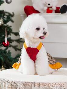 PETSIN Christmas Reindeer Plaid Pet Suspender Skirt, Cute Dog Cat Holiday Dress Skirt - Red - View 7