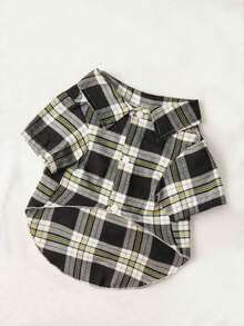 PETSIN 1pc Christmas Plaid Pet Shirt In Black And White - Multicolor - View 8