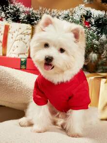PETSIN 1 Pc Pet Christmas "Hohoho" Cartoon Print Cute Red Fleece Pullover - Multicolor - View 8