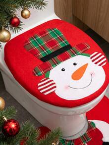 Christmas Faceless Santa Toilet Cover, Soft Plush Non-Slip, Festive Bathroom Decor For Home Hotel, Easy Clean, Holiday Party - Multicolor - View 8