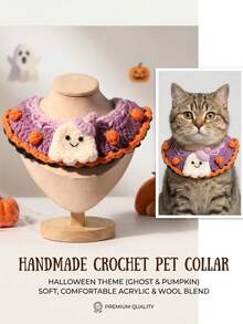 PETSIN 1pc Soft Halloween Ghost Pet Bib – Costume Scarf For Small Dogs & Cats - Orange - View 1