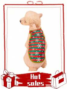 PETSIN 1pc Cartoon Snowflake Striped Christmas Dog Vest - Multicolor - View 8