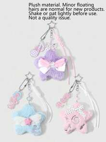 ROMWE Kawaii 1 Ins Creative Sweet Multi-Colored Fine Glitter Sequin Headset Bear Note Adjustable Lace-Up Polka Dot Bow Wings Shiny Fish Cake Stars DIY Bag Pendant - Multicolor-5 - View 4