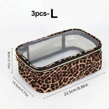 Found Favorite Leopard Print Transparent Cosmetic Bags (1/3/6/9 Pieces), Durable TPU Material, TSA-Compliant Travel Toiletry Bags - Multicolor - View 19