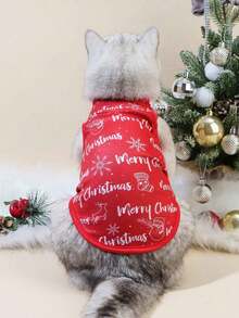 PETSIN 1pc Christmas Letter Print Pet Breathable Vest - Multicolor - View 7