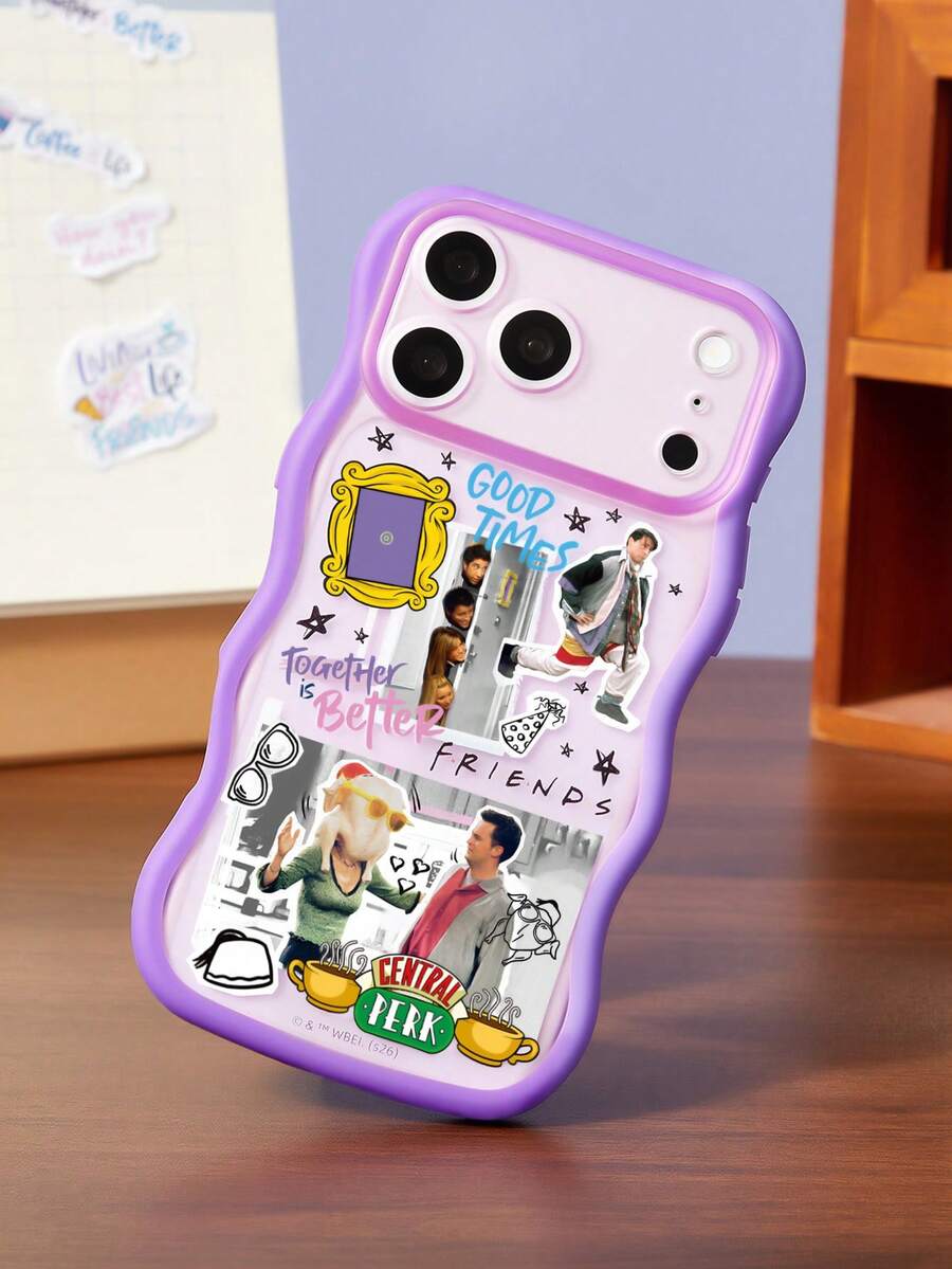 FRIENDS X SHEIN A Purple Print, Funny Print Pattern, Wave 2-In-1 Fashion Phone Case. - Multicolor - View 1