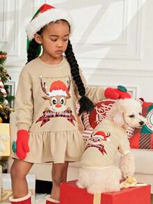 PETSIN 1 Pc Pet Christmas Reindeer Print Sweatshirt - Multicolor - View 9