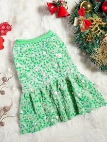 PETSIN Christmas Sequin Princess Dress Suitable For Cats & Dogs, Party Sparkly Skirt - Mint Green - View 2