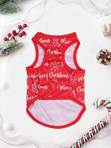 PETSIN 1pc Christmas Letter Print Pet Breathable Vest - Multicolor - View 9