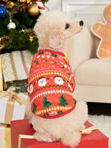 PETSIN 1 Pc Pet Christmas Without Hat Christmas Tree Santa Claus Flannel Pet Clothing - Multicolor - View 7