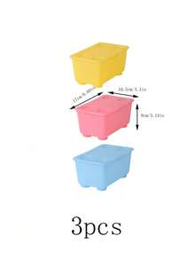Joivida 1pc/3pcs Yellow, Light Blue, Pink, Transparent Desktop Storage Box With Lid, Dust-Proof Makeup Product Storage Box, Suitable For Storing Cosmetics, Makeup Brushes, Jewelry, Office Supplies, Handicrafts, Household Items, With Handle, Stackable Plastic Containers - multicolor - View 6