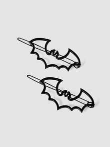 MortiRose 2 Pieces Of Personalized Gothic Bat Daily Travel Party With Women's Hairpin, Halloween, Halloween Accessories/, Halloween Costume/Gothic - Silver - View 8